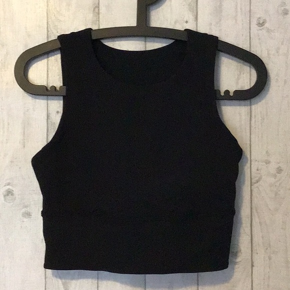 lululemon athletica Other - EEUC Women’s 6 Black Ribbed “Kick Serve Sweat” Compression Long Line Sports Bra